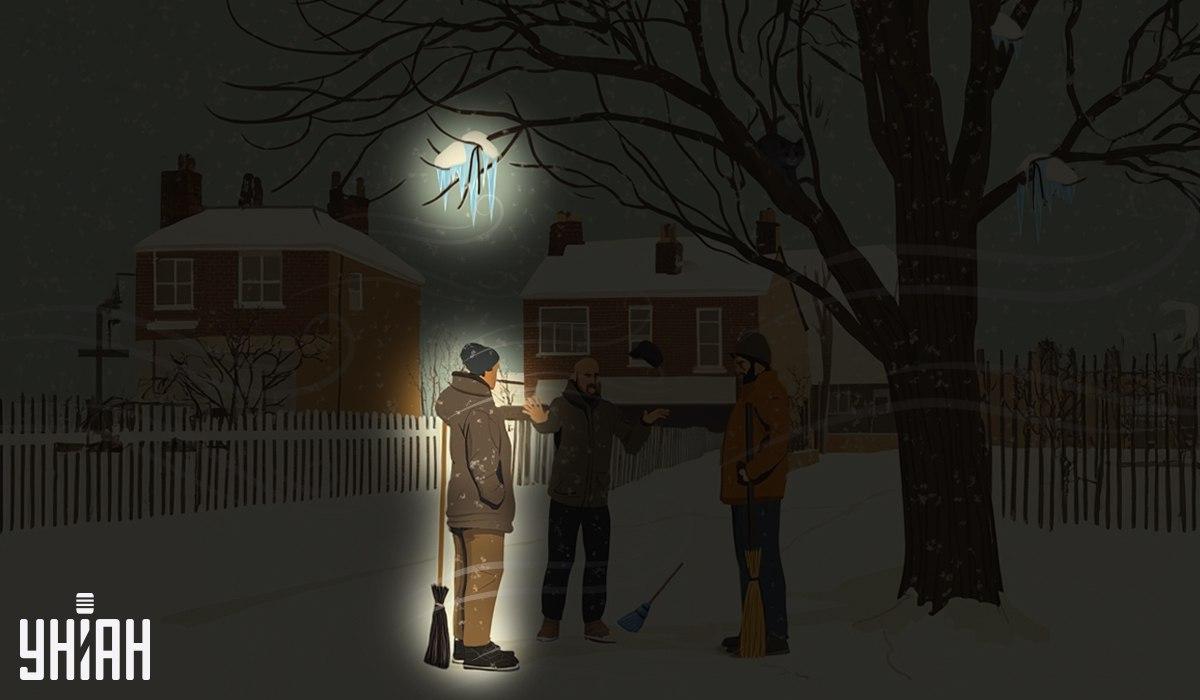 Ένας από τους επιστάτες στεκόταν κάτω από τους παγοκρύσταλλους που είχαν κρεμαστεί στο δέντρο / Κολάζ Moje